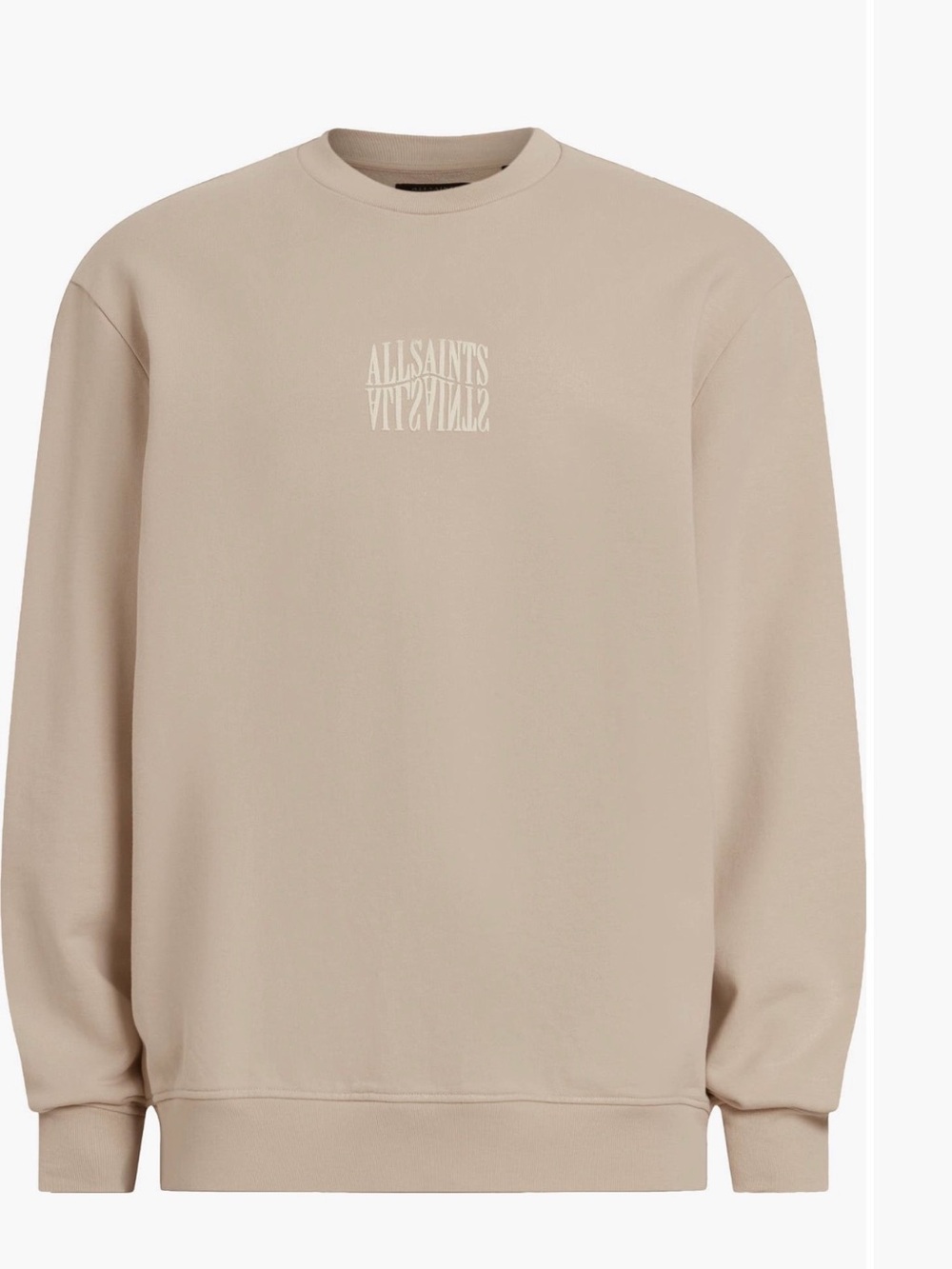 All Saints Men’s Crewneck Sweatshirt in Beige with Subtle Logo